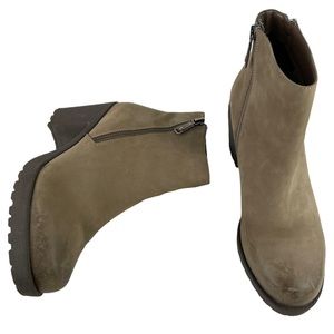 Blondo Waterproof Distressed Dual Side Zipper Genuine Leather Heeled Booties Tan
